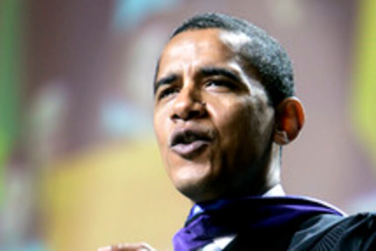 Barack Obama addresses Southern New Hampshire graduates.