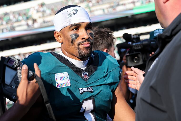 Jalen Hurts and the Eagles will take on the Los Angeles Rams at SoFi Stadium Sunday afternoon.