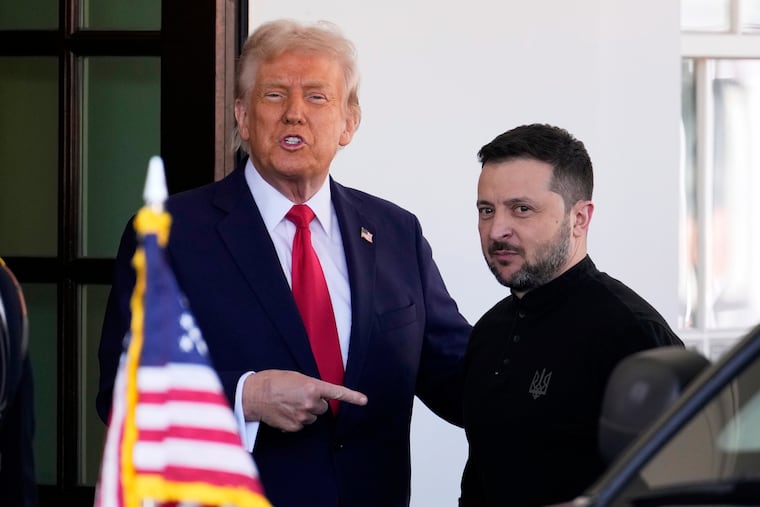 President Donald Trump welcomes Ukraine President Volodymyr Zelensky at the White House in February. Trump should move ahead with additional economic sanctions and press Moscow that he is serious about his demands for a ceasefire, writes the Editorial Board.