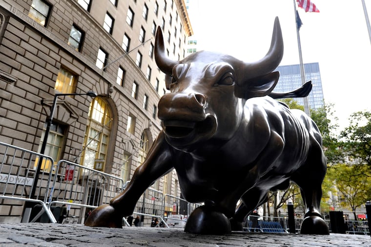 The Wall Street Bull, located in the financial district of New York City.