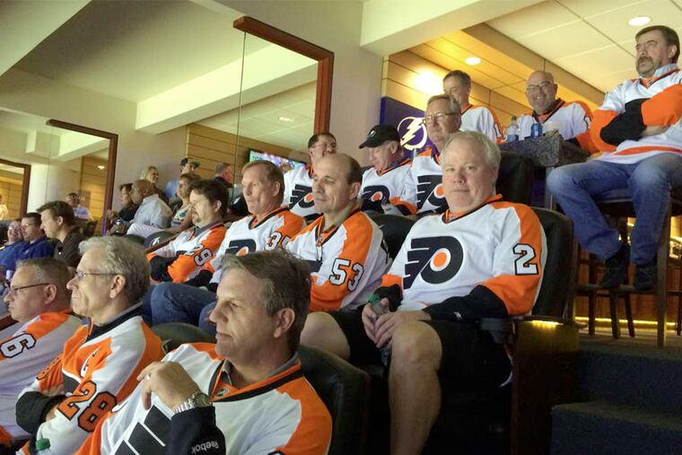 The Flyers' father contingent takes in Thursday's game in Tampa against the Lightning.