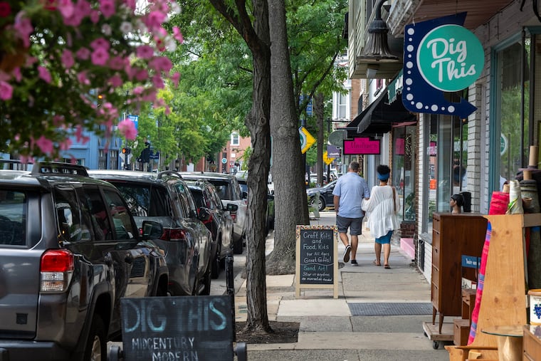 Pedestrians in downtown Collingswood Sunday, June 21, 2026.