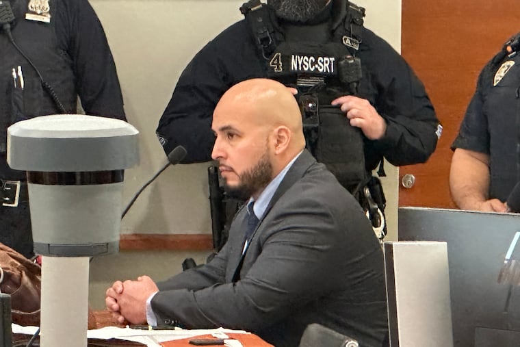 Former New York City police Sgt. Erik Duran is seated during Thurday's sentencing hearing at the Bronx County Hall of Justice.