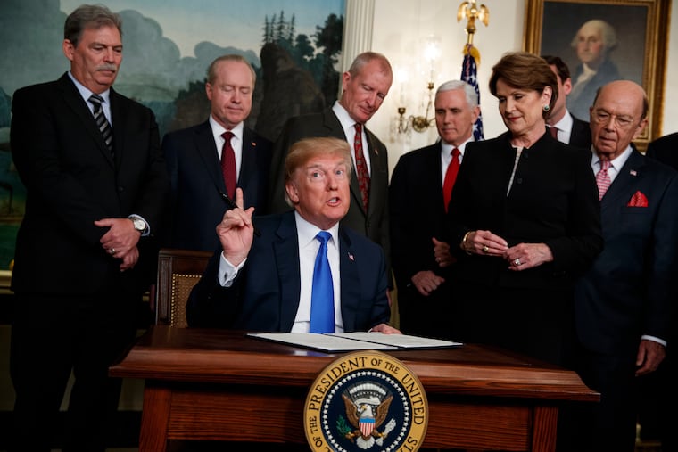 President Donald Trump speaks on March 22, 2018, at the White House before signing a presidential memorandum imposing tariffs and investment restrictions on China.