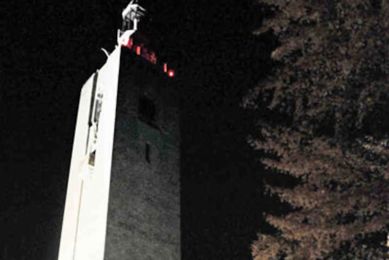 Horsham Township police at the bell tower in Whitemarsh Memorial Park in Ambler. (Photo / Tom Kelly IV)