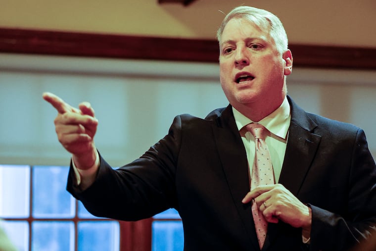 Anti-abortion activist Mark Houck, photographed here at a March campaign event, filed suit Monday against the federal government, alleging he was wrongfully targeted for prosecution due to his antiabortion views.