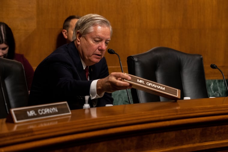 FILE — Sen. Lindsey Graham, (R-S.C.), during a Senate Judiciary Committee hearing examining KleptoCapture, a unit of the U.S. Justice Department established in March 2022 to enforce sanctions on Russia in response to its invasion of Ukraine, in Washington, on Tuesday, July 19, 2022. The South Carolina Republican was Ukraine’s most influential champion inside President Trump’s mostly ”America First” political orbit.