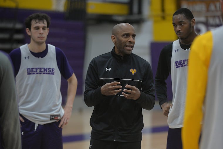 West Chester University basketball coach Damien Blair at a practice in 2018.