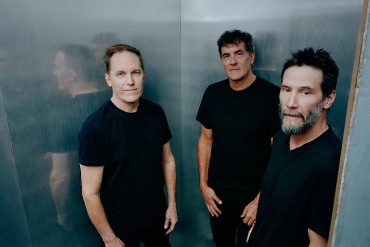 Alt-rock band Dogstar (from left): singer-guitarist Brett Domrose, drummer Robert Mailhouse, and bass player Keanu Reeves. The band's new album is "All in Now." They play Union Transfer on Wednesday and Sound Waves at the Hard Rock Hotel and Casino in Atlantic City on Friday.
