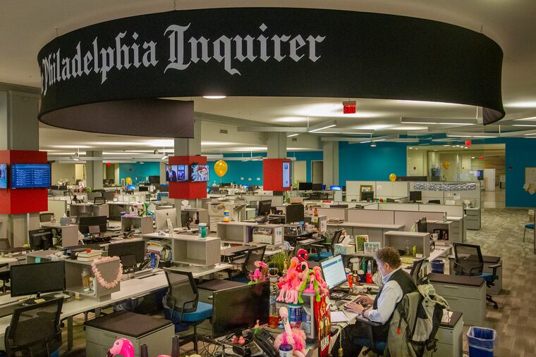 Now Desk reporter Joseph Gambardello in the newsroom of the Philadelphia Inquirer, Daily News and Inquirer.com on Monday, March 16, 2020. The staff at the newspaper was asked to work remotely to help control the transfer of coronavirus.