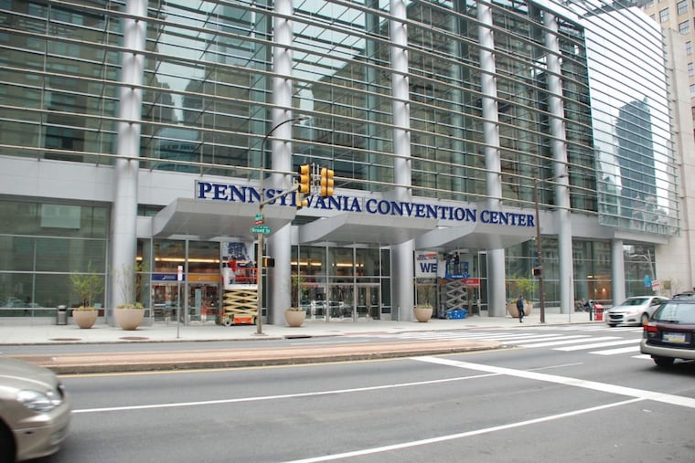 An architects’ rendering of the planned new sign for the North Broad Street entrance of the Pennsylvania Convention Center, which currently has no sign.