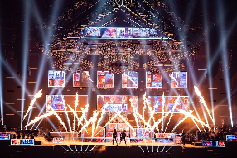 Members of Trans-Siberian Orchestra perform in 2022 during a rehearsal for their 2022 Winter Tour at Mid-America Center in Council Bluffs, Iowa.