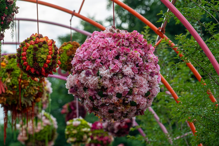 Floral arrangements for the 2022 Philadelphia Flower Show at FDR Park.