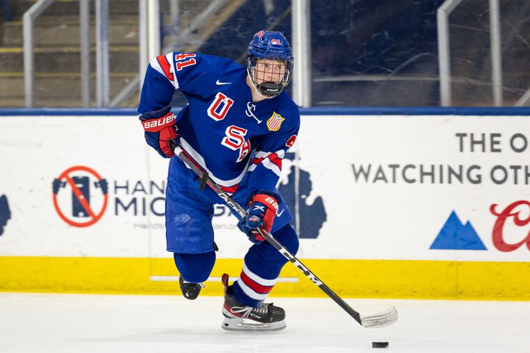 Oliver Moore, a center with the United States National Team Development Program, is almost unanimously considered the best skater in the 2023 draft.