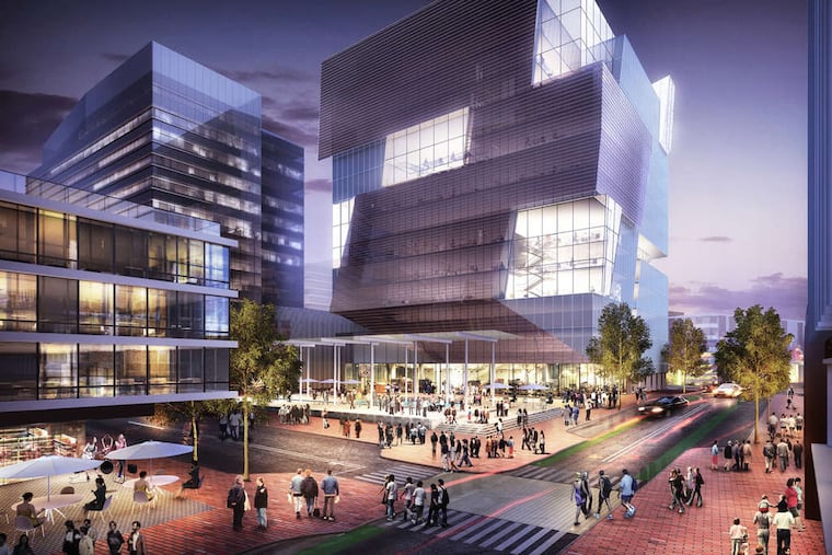 An illustration shows how uCity Square will look when the $1 billion expansion has been completed. Amicus Therapeutics announced on Tuesday it will base its global research center on three floors of the center.