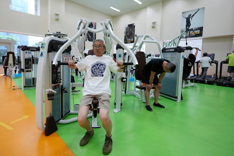 Toshiyuki Honma, 70, uses a chest press machine as he works out at the Fukagawa Sports Center in Tokyo, Wednesday, June 12, 2024. While creatine may boost strength in conjunction with resistance training, it's less effective on its own. (AP Photo/Hiro Komae)