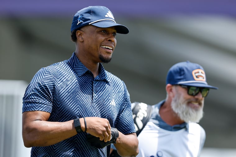Sixers guard Kyle Lowry plays during the Truist Championship pro-am at the Philadelphia Cricket Club in May.