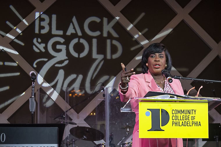 Mayor Cherelle L. Parker addresses attendees at last year's Black & Gold gala.