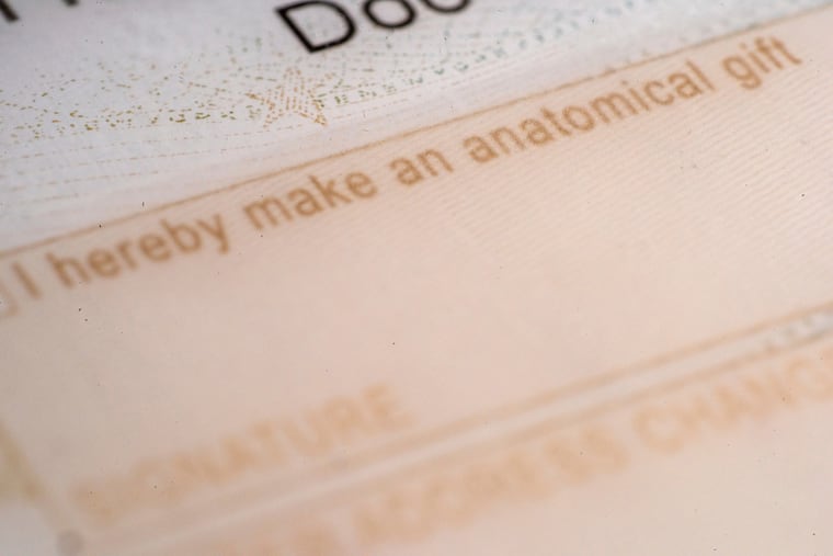 The organ donor entry on the back of a driver's license from New York.