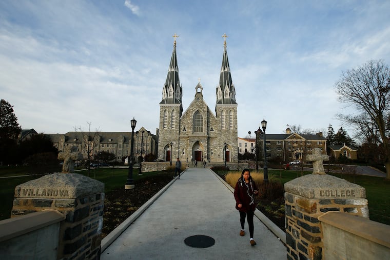 A view of the St. Thomas of Villanova Church from the pedestrian bridge on the Villanova University campus.