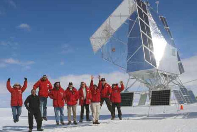 Members of the BLAST team celebrated completion of the telescope at McMurdo Station in Antarctica in December 2006. Much of the device was assembled in West Philadelphia.