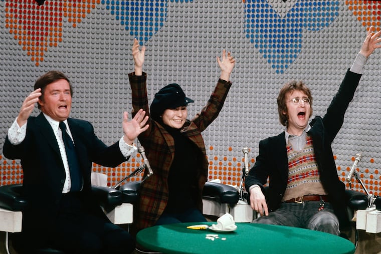 Mike Douglas, Yoko Ono and John Lennon in 'Daytime Revolution,' Erik Nelson's documentary about the week in 1972 when Lennon and Ono co-hosted 'The Mike Douglas Show,' the nationally syndicated daytime talk show that was filmed in a broadcast studio on Walnut St. in Philadelphia. The movie is screening in theaters on Oct. 9, which would have been Lennon's 84th birthday.