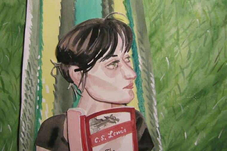 A still from Jennifer Levonian's "The Poetry Winner" (2012), a stop-action animation using watercolor and collage, at Fleisher/Ollman Gallery.