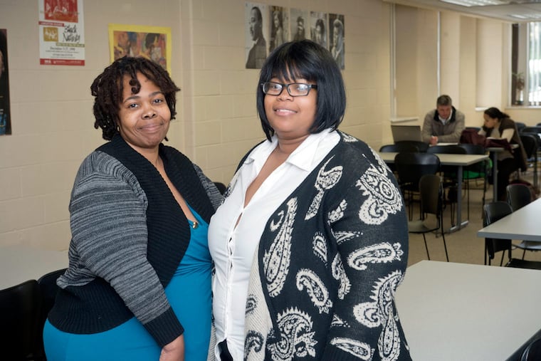 Christina Morton (left) and Mellitta Bailey graduated from Community College of Philadelphia last Saturday.