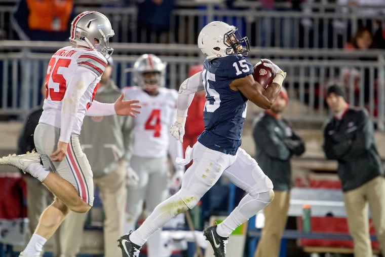 Grant Haley returns a blocked field goal for a touchdown against Ohio State in 2016 at Beaver Stadium. (Abby Drey/Centre Daily Times)