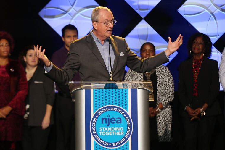 New Jersey Gov. Phil Murphy talks about a new program under the state's Amistad curriculum during the 165th annual New Jersey Education Association convention at the Atlantic City Convention Center Friday, Nov. 8.