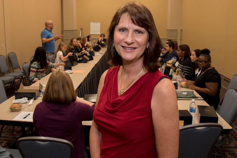 Keynote speaker for the Anti-Defamation League’s 10th Annual Youth Leadership Conference: Exploring Diversity, Challenging Hate, Jeannie Opdyke Smith, listens in on a session at the Pennsylvania Convention Center November 3, 2016.