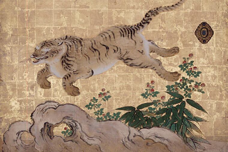 Tigers in a Bamboo Grove (detail), in the "Ink and Gold: Art of the Kano" exhibit at the Philadelphia Museum of Art.