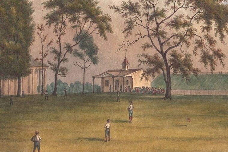 Augustus Köllner (1813-1906) watercolor of the Olympic Grounds in 1865 in North Philly at Master and 27th as seen in volume 31 of the Samuel Castner Scrapbooks