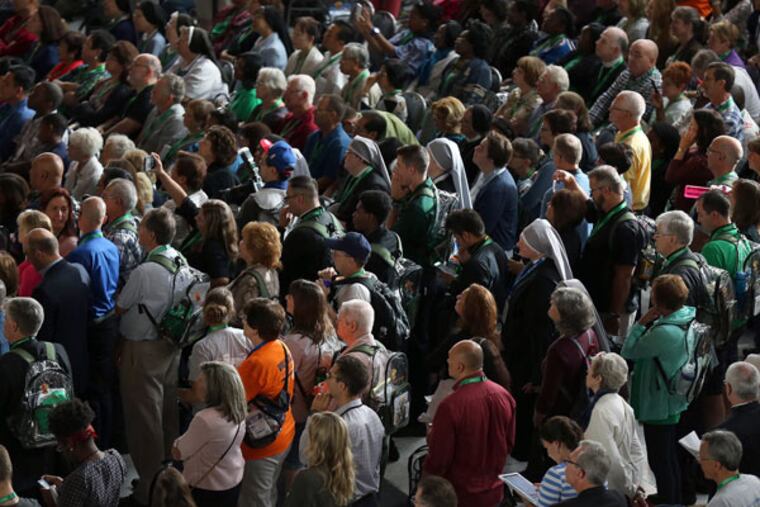 About 17,500 people are expected to attend the World Meeting of Families Congress, with that number swelling to 350,000 fort his weekend’s papal events on the parkway. (DAVID MAIALETTI/STAFF PHOTOGRAPHER)
