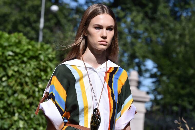 Model on the catwalk Tory Burch show, Detail, Spring Summer 2018, New York Fashion Week, USA – 08 Sep 2017 (Rex Features via AP Images)