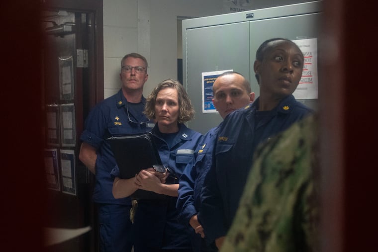 Officers from the U.S. Public Health Service attend a training on medical evacuation for immigrants detained at Guantánamo Bay, Cuba, on April 3, 2025.