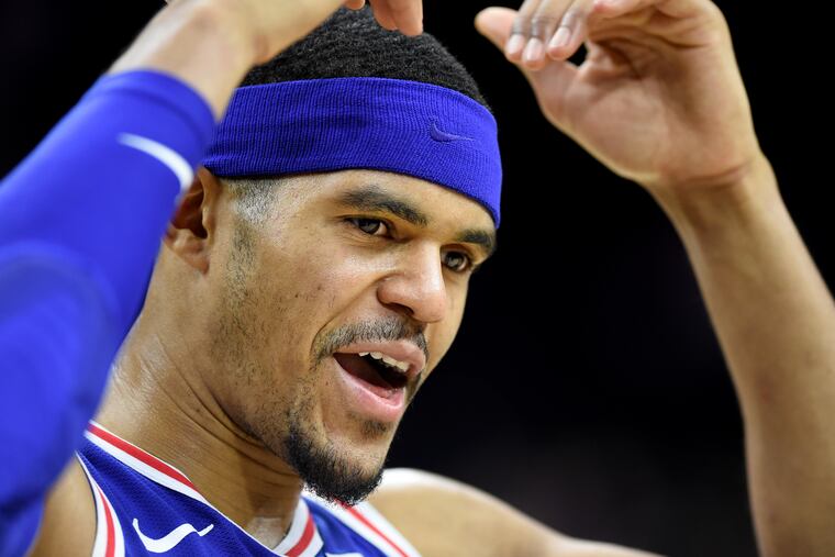 Sixers forward Tobias Harris leaves the court after a 103-94 win over Utah at the Wells Fargo Center.