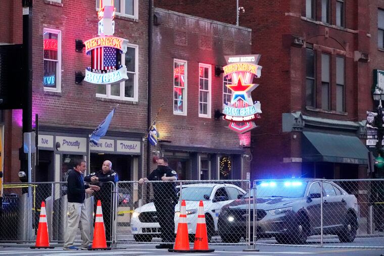 In this Dec. 28, 2020 photo, police block off a part of the Broadway tourist district as a result of the bombing that took place on Christmas Day in Nashville.