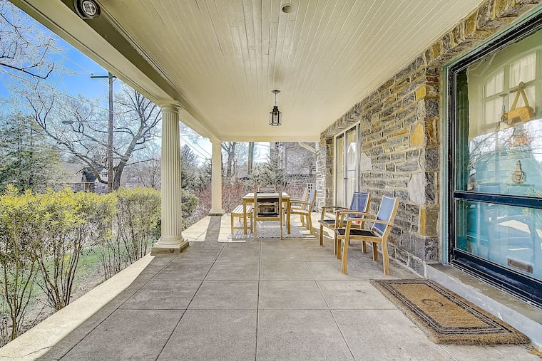 The front porch of the Merion Station house, which is within walking distance of Narberth and the SEPTA Regional Rail station.