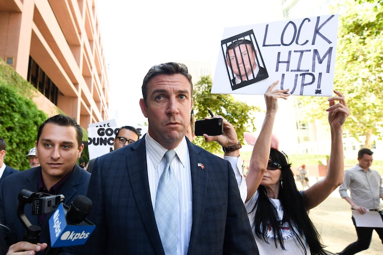 U.S. Rep. Duncan Hunter outside the federal court in San Diego this past July.