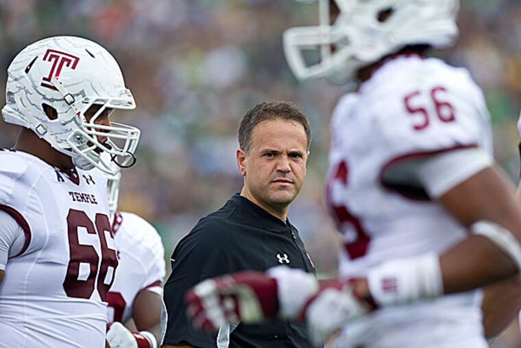 Temple head coach Matt Rhule. (Barbara Johnston/University of Notre Dame)