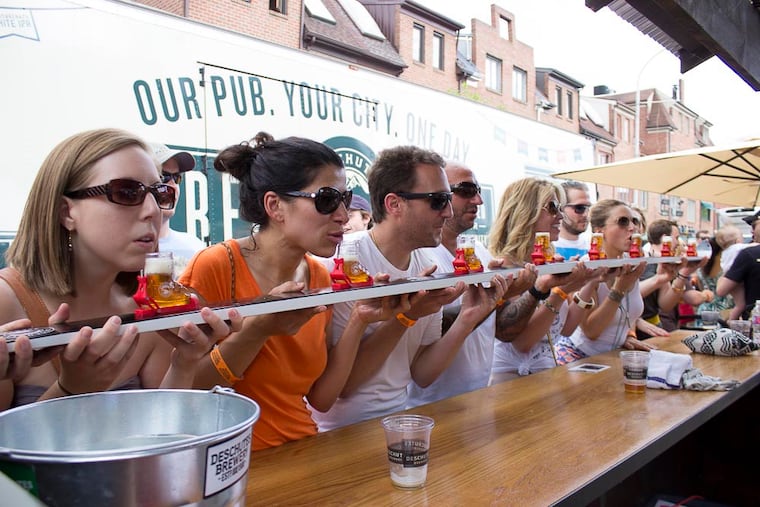 Fans line up for a group chug at Deschutes Brewery Street Pub, returning for Philly Beer Week to Headhouse Square on Saturday(Deschutes Brewery)