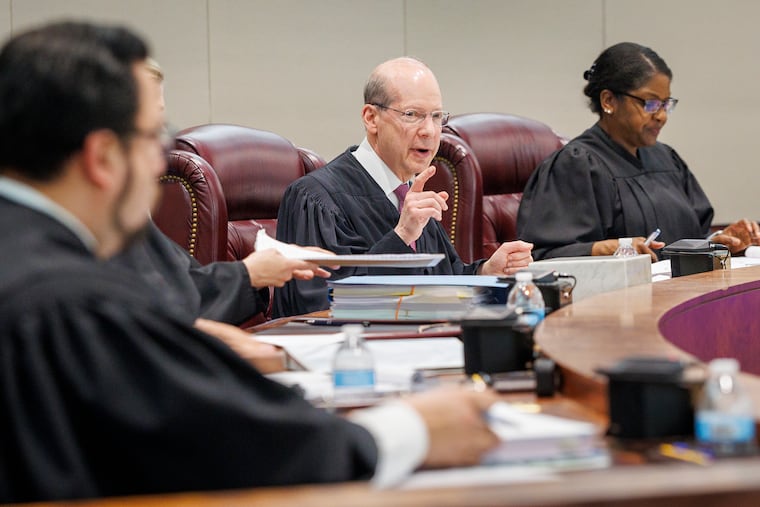 New Jersey Chief Justice Stuart Rabner during a hearing Monday over whether state prosecutors should be able to conduct a grand jury investigation into sexual abuse by Catholic priests.