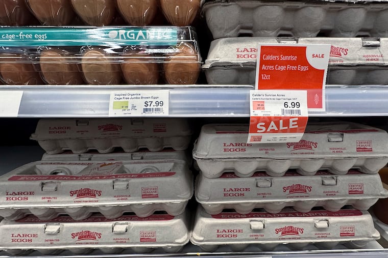 Egg cartons for sale at a grocery store in Grosse Pointe, Mich., on Friday, Feb. 7, 2025.