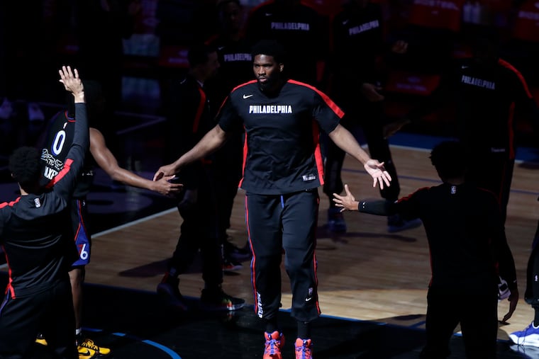 Sixers center Joel Embiid returned to action against the Miami Heat Thursday night.