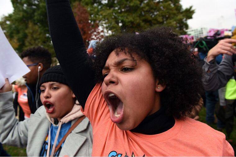 Hundreds of students in Washington, D.C,. and Maryland area protest Thursday at the Hart Senate Office Building over the Dream Act.