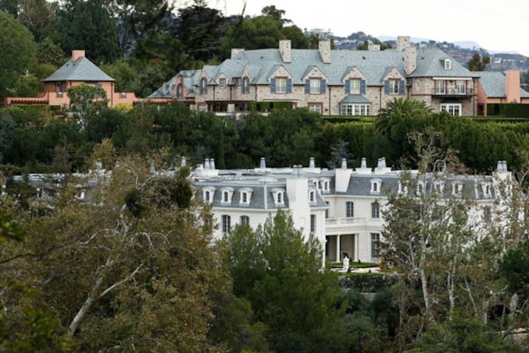 Chateau des Fleurs, at bottom in photo, is nearing completion in Bel-Air. At 60,000 square feet, it is still not the biggest home in Los Angeles, but it's nothing to sneeze at. (Mel Melcon/Los Angeles Times/MCT)