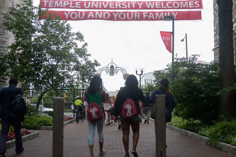 Prospective students at Temple University. This year, 670 African Americans and 378 Latinos have enrolled, officials said.