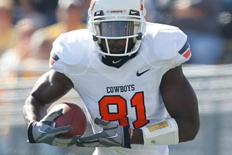Oklahoma State's Justin Blackmon is considered one of the best receivers in this year's draft class. (Jeff Roberson/AP)