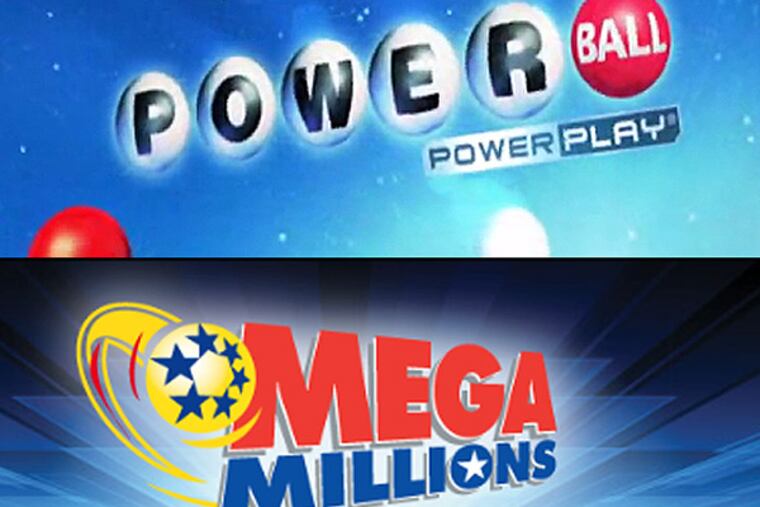 Logos for Powerball and Mega Millions.